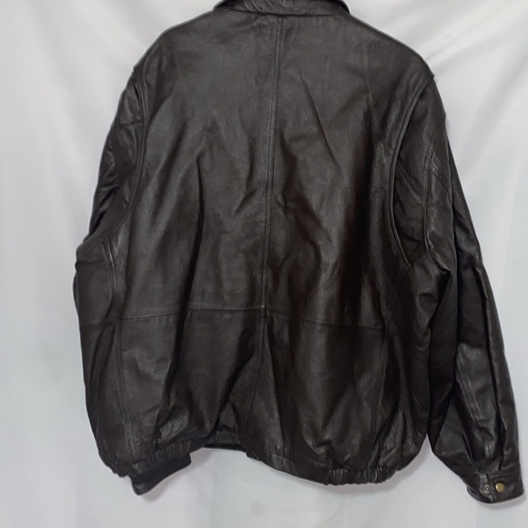 COLEBROOK Men's Size XXL Brown Leather Jacket. Lined . Zip Front Pockets clean - Picture 5 of 13